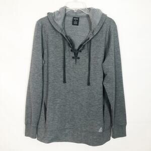 Reebok Lace Up Gray Hoodie Size Large